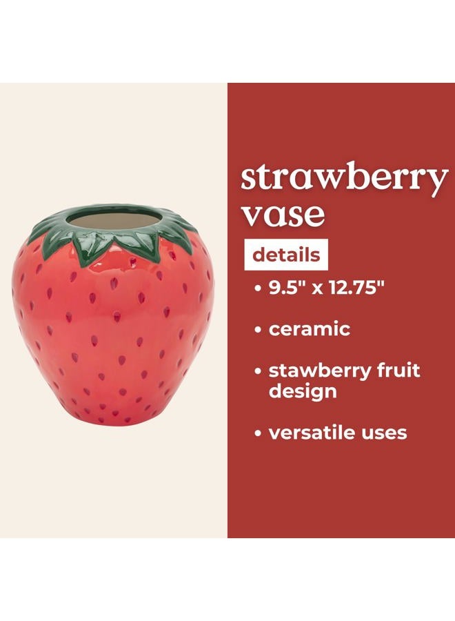 ban.do Vintage Inspired Decorative Ceramic Vase, Unique Home/Kitchen/Office Accent Decor, Strawberry Fields - Image 2