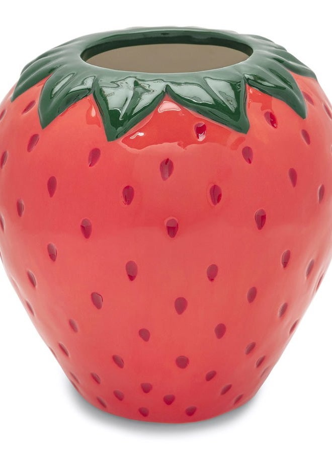 ban.do Vintage Inspired Decorative Ceramic Vase, Unique Home/Kitchen/Office Accent Decor, Strawberry Fields - Image 1