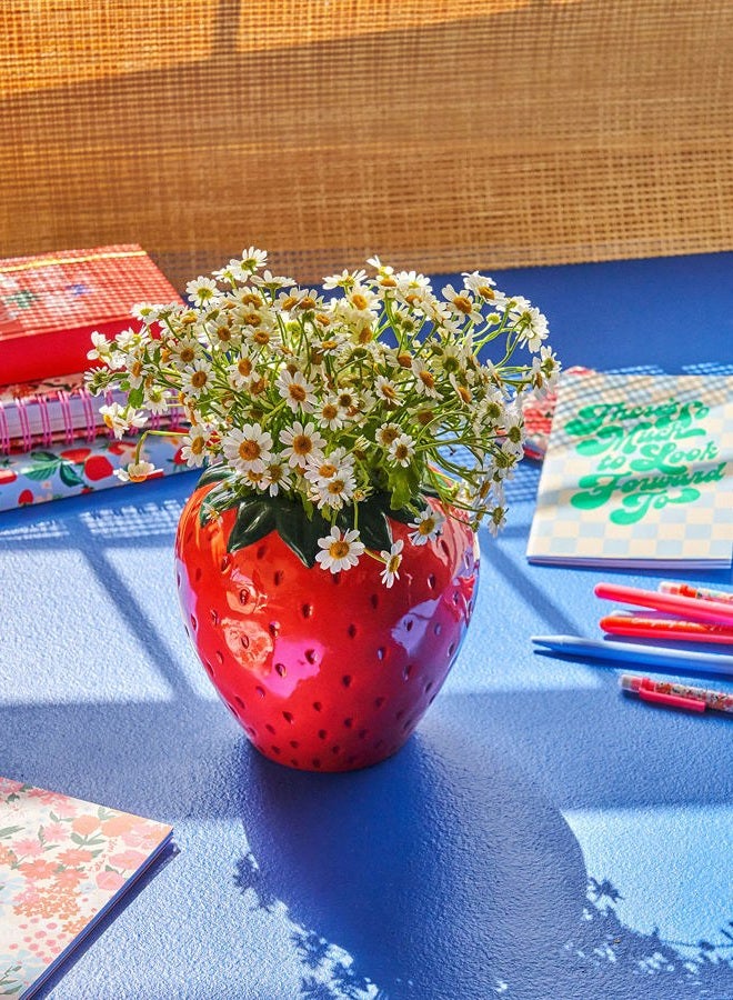 ban.do Vintage Inspired Decorative Ceramic Vase, Unique Home/Kitchen/Office Accent Decor, Strawberry Fields - Image 5