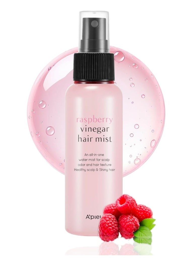 A'pieu Raspberry Vinegar Hair Mist 105ml – Smoothing Scalp Spray Paraben Sulfate Silicone Free Korean Hair Care - Image 1