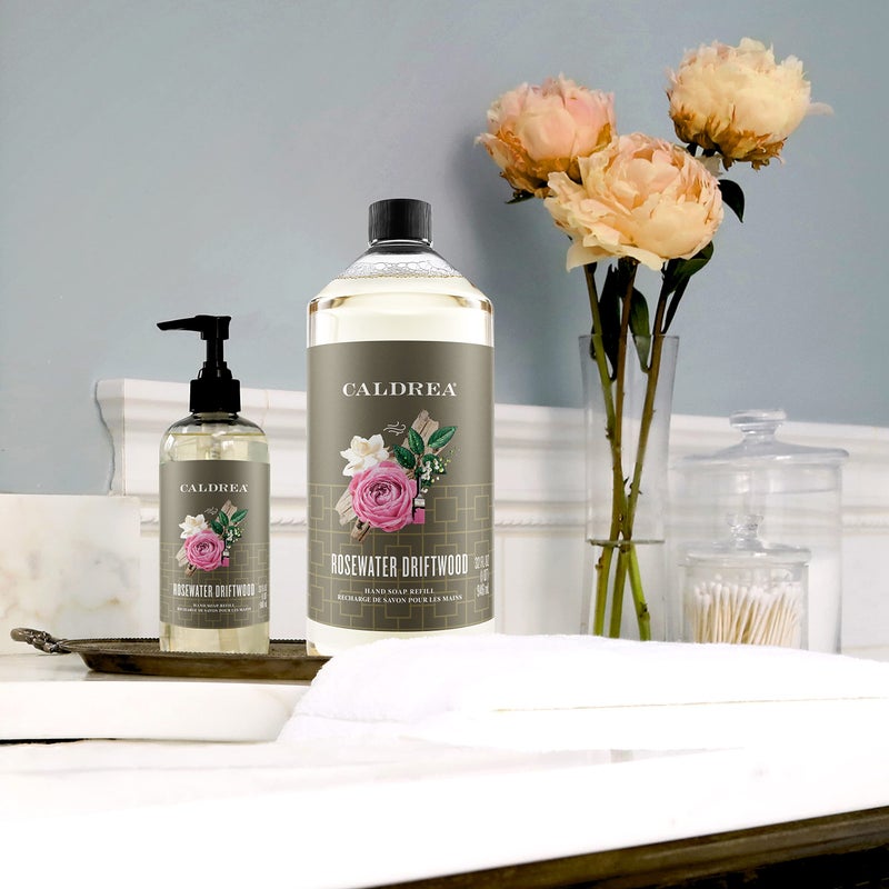 Caldrea Hand Soap Refill, Aloe Vera Gel, Olive Oil And Essential Oils To Cleanse And Condition, Rosewater Driftwood Scent, 32 Oz - Image 4