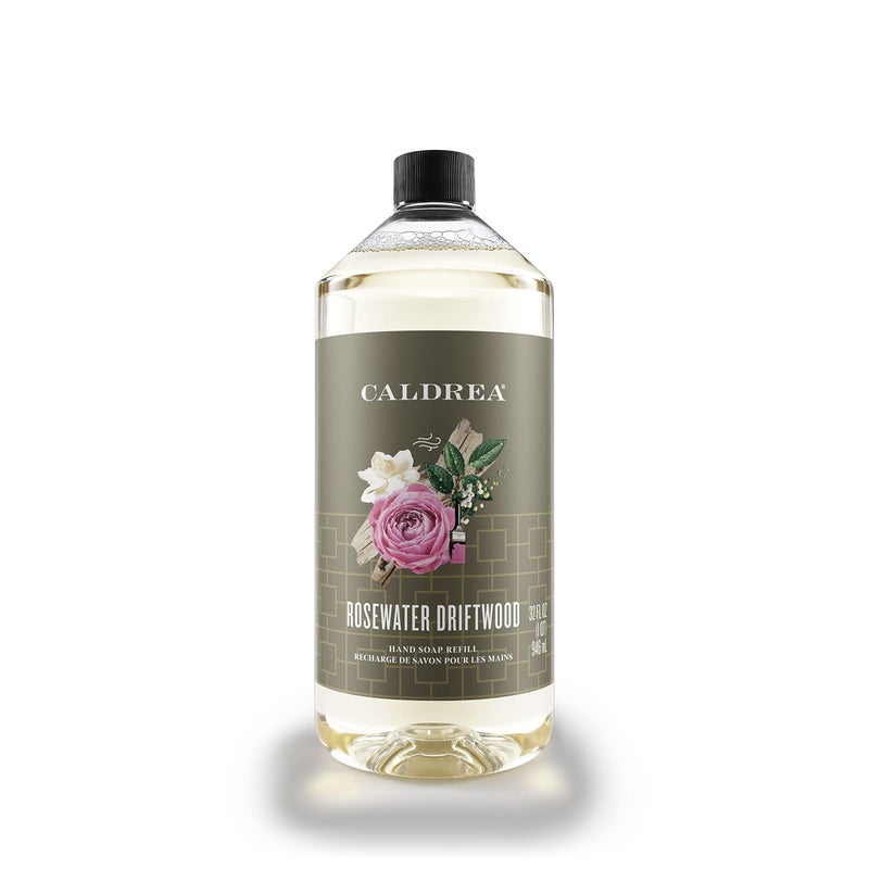 Caldrea Hand Soap Refill, Aloe Vera Gel, Olive Oil And Essential Oils To Cleanse And Condition, Rosewater Driftwood Scent, 32 Oz - Image 1