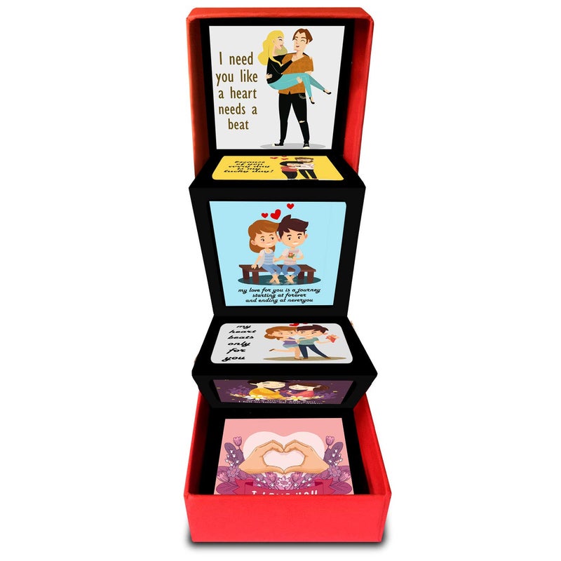 exciting Lives صندوق هدايا رومانسي مع رسائل حب منبثقة - هدية رومانسية مثالية لحبيبتك، حبيبك - هدية لعيد الميلاد، الذكرى السنوية - لحبيبتك، حبيبك، زوجك، زوجتك، صديقك - 8 × 8 × 2.5 سم - Image 3