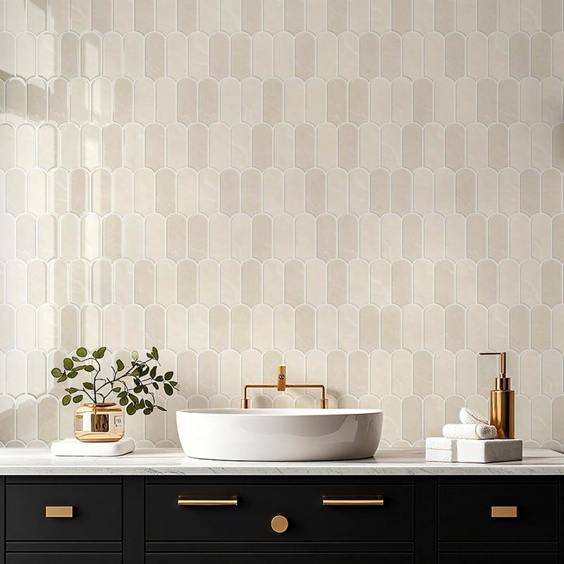 DULEIXUFHEE Peel and Stick Backsplash for Kitchen, 10-Sheet Backsplash for Kitchen Wall 3D Self Adhesive Peel and Stick Tile 12''x12'' Vinyl Backsplash Renter Friendly Waterproof for Walls, Beige - Image 3