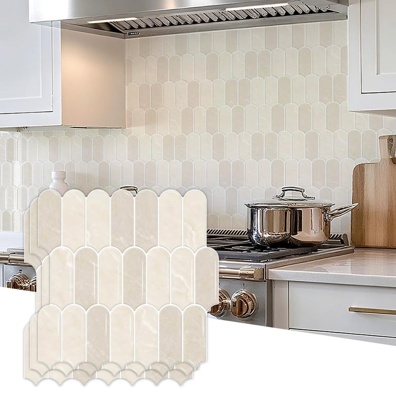 DULEIXUFHEE Peel and Stick Backsplash for Kitchen, 10-Sheet Backsplash for Kitchen Wall 3D Self Adhesive Peel and Stick Tile 12''x12'' Vinyl Backsplash Renter Friendly Waterproof for Walls, Beige - Image 1