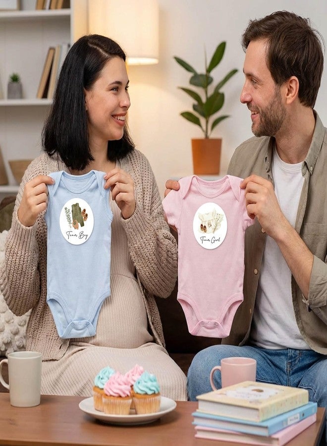 ١٠٠ قطعة من ملصقات الكشف عن جنس المولود، زينة ملابس خضراء مقاس ٢ بوصة للكشف عن جنس المولود، لوازم حفلات الكشف عن جنس المولود - Image 3