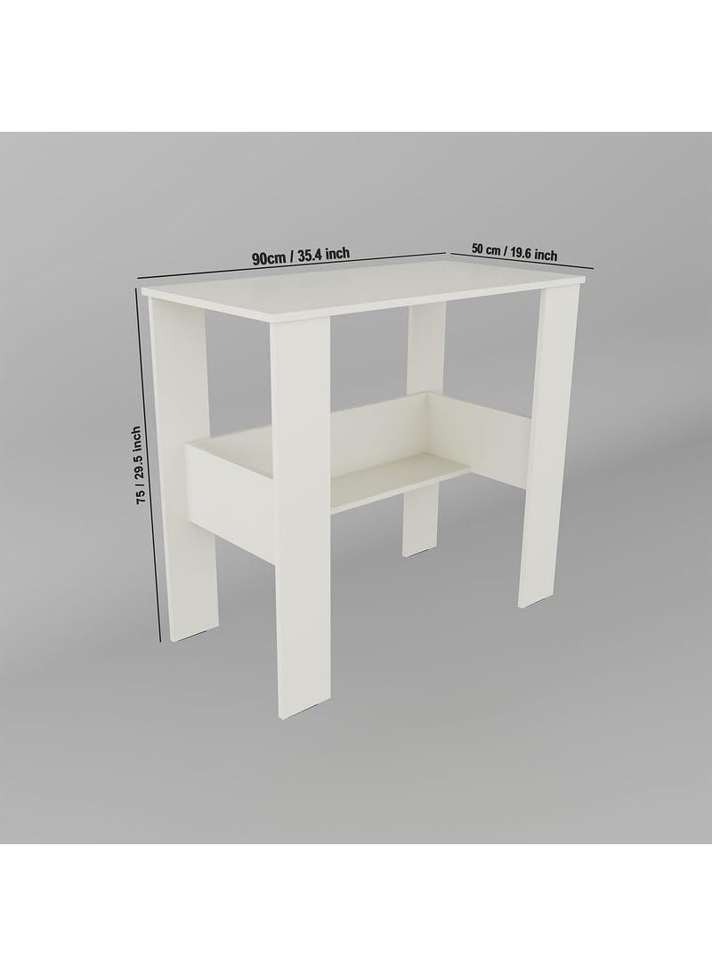 homeeasy Engineered Wood Study Table Multipurpose Computer Desk with Drawer Shelves for Home Office Bedroom 81 x 56 x 105 cm