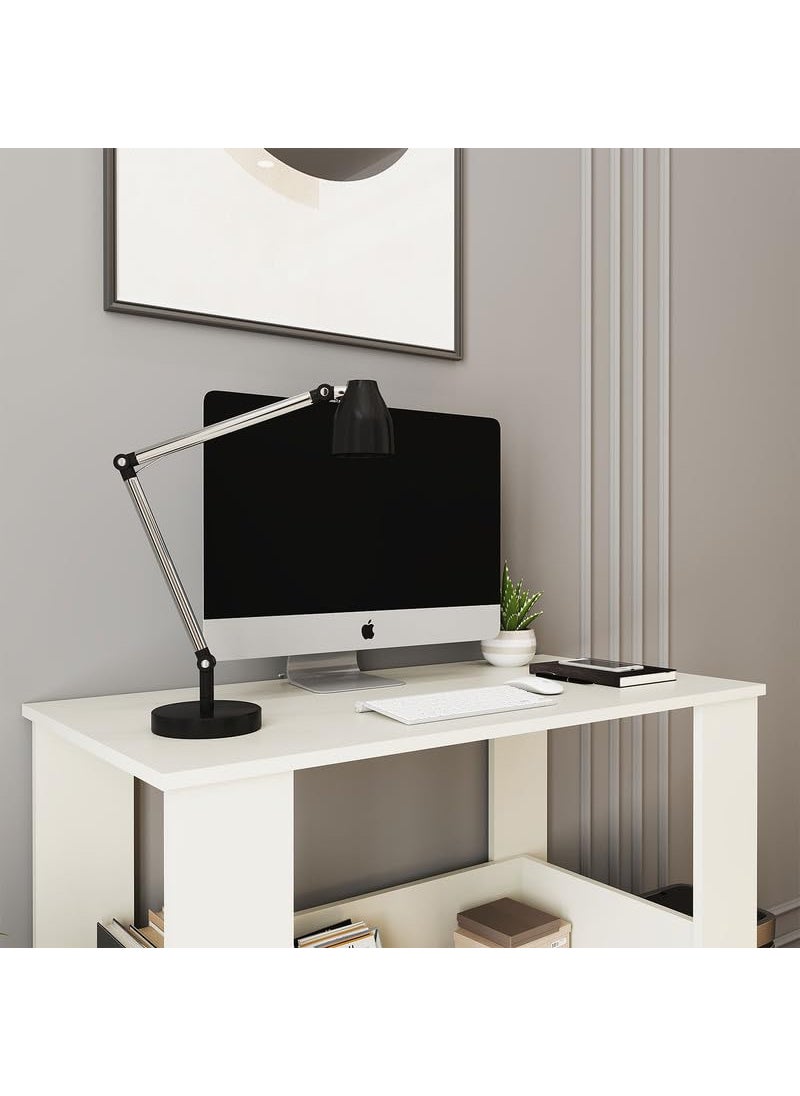 homeeasy Engineered Wood Study Table Multipurpose Computer Desk with Drawer Shelves for Home Office Bedroom 81 x 56 x 105 cm