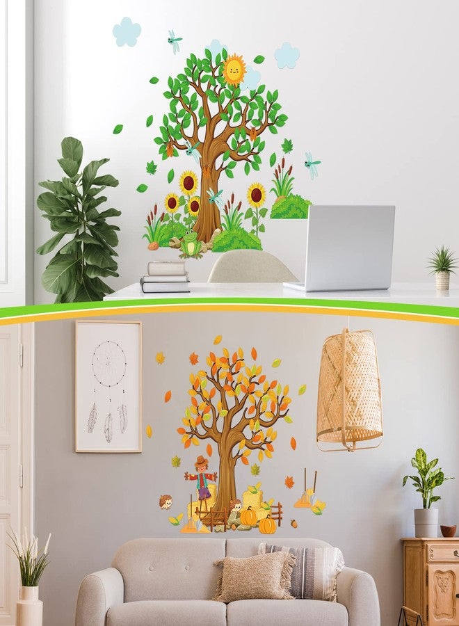 Teling 239 Pcs Season Tree Classroom Bulletin Board Decor Spring Summer Autumn Winter Cutouts Border Set Four Seasons Bulletin Board Decorations with 200 Dots for Elementary School Home Chalkboard - Image 3