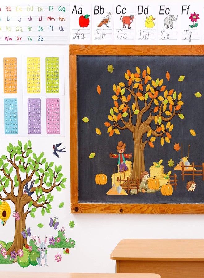 Teling 239 Pcs Season Tree Classroom Bulletin Board Decor Spring Summer Autumn Winter Cutouts Border Set Four Seasons Bulletin Board Decorations with 200 Dots for Elementary School Home Chalkboard - Image 5