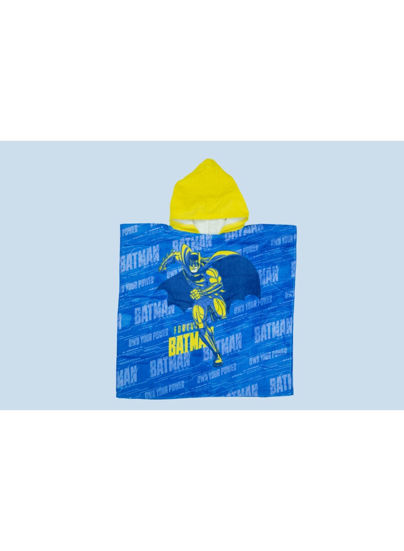 BATMAN Kids Boys Poncho Towel – 100% Cotton Soft & Absorbent Hooded Bath Towel – Blue Color - Image 3