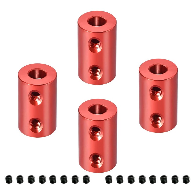 Aopin 2mm to 2mm Red Rigid Couplings Set Shaft Stepper Motor, Length 20mm / 0.79" Motor Coupler Connector Rigid with Screw for 3D Printer, RC Robot, Car Model Shaft, CNC Machine, DIY Encoder 4 Pcs - Image 1