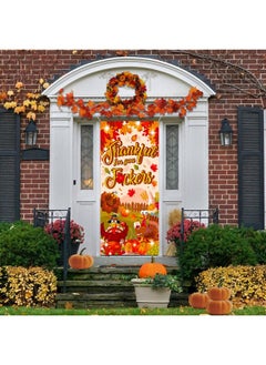 HOWAF HOWAF Fun Friendsgiving Party Door Cover, Thankful for You Friends Door Banner for Friends Thanksgiving Party Door Decorations Photo Supplies, Thanksgiving Maple Leaf Turkey Door Porch Welcome Banner  - Image 4