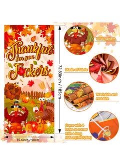 HOWAF HOWAF Fun Friendsgiving Party Door Cover, Thankful for You Friends Door Banner for Friends Thanksgiving Party Door Decorations Photo Supplies, Thanksgiving Maple Leaf Turkey Door Porch Welcome Banner  - Image 2
