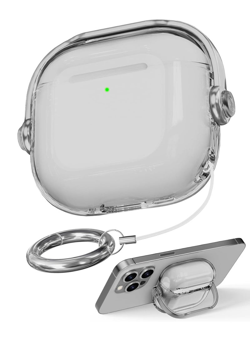 Tpu Clear Cases for Apple Airpods 4 Drop Protection Case Cover for Men for Women with Lock and Keychain,(Black/Grey) - Image 1