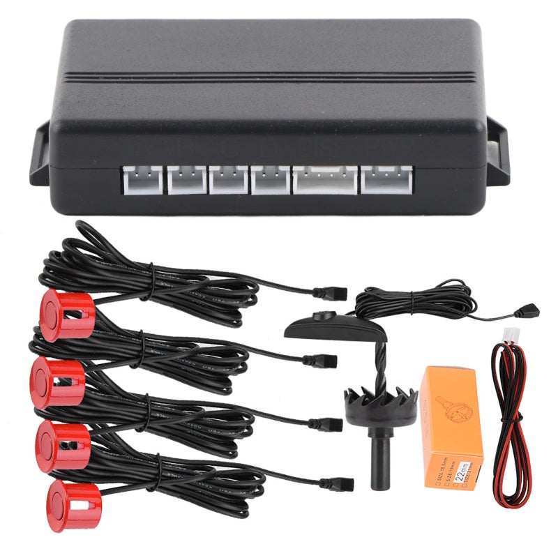 Car Parking System 4 Sensor Red Digital LED Display - High Sensibility Reverse Radar with Self-Inspection Backup Parking Sensors for Vehicles - Image 1