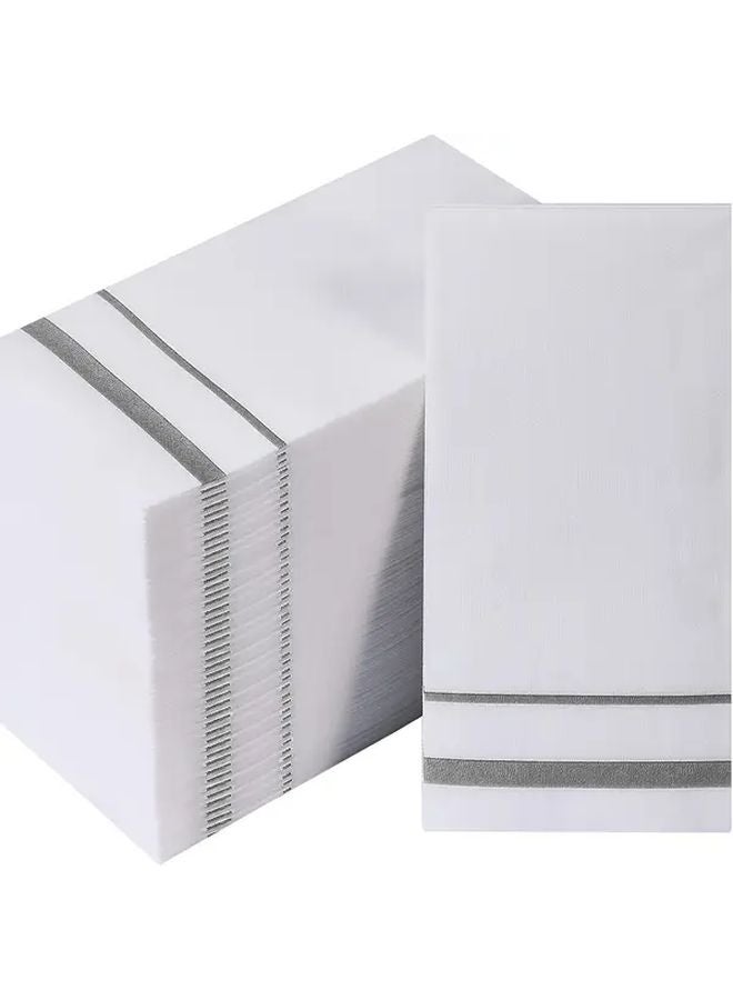 مناديل ورقية ذهبية فضية قابلة للتخلص 50 قطعة ملمس الكتان للحفلات والولائم - Image 1