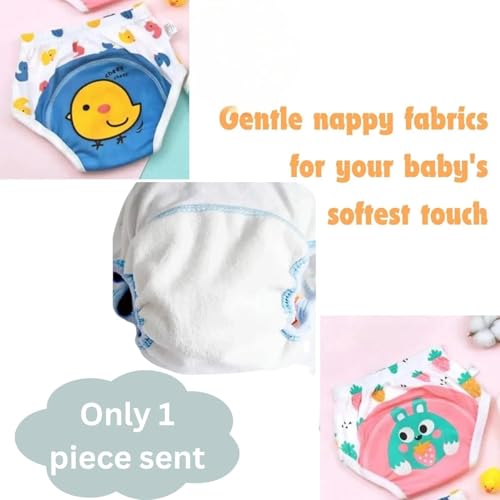 KINGZOMY® Cotton Toddler Underpants, Waterproof Breathable Underwear for Kids,Side Leakage Proof Reusable Diaper, washable Diapers for Kids 0-3 Yrs - Pack Of 1- (Multi Design -1, SIZE- Large) (L) - Image 2