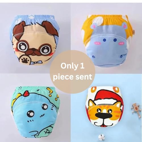 KINGZOMY® Cotton Toddler Underpants, Waterproof Breathable Underwear for Kids,Side Leakage Proof Reusable Diaper, washable Diapers for Kids 0-3 Yrs - Pack Of 1- (Multi Design -1, SIZE- Large) (L) - Image 5