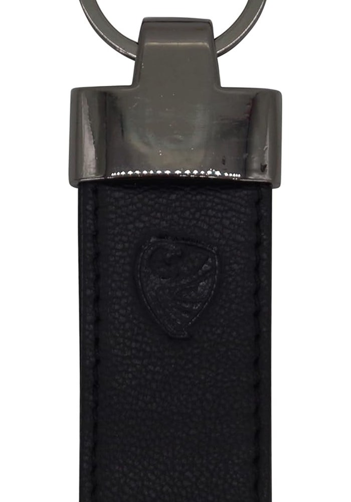 GERMANUS Black Leather Keyring - Unisex Key Fob with Split Ring - Image 2