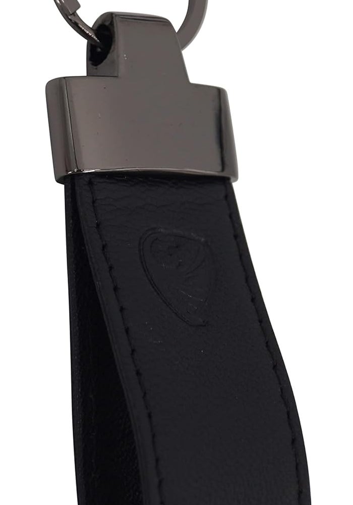 GERMANUS Black Leather Keyring - Unisex Key Fob with Split Ring - Image 1