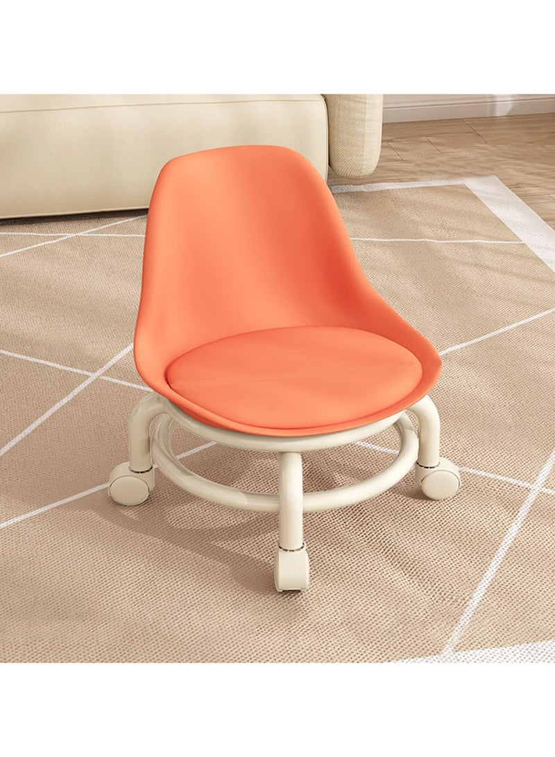 TOMSHOO Kids Chairs, Child Back Chair, Toddler Stools & Low Stools, Kids Round Comfort Slide Chair with Wheels and back support (orange) - Image 1