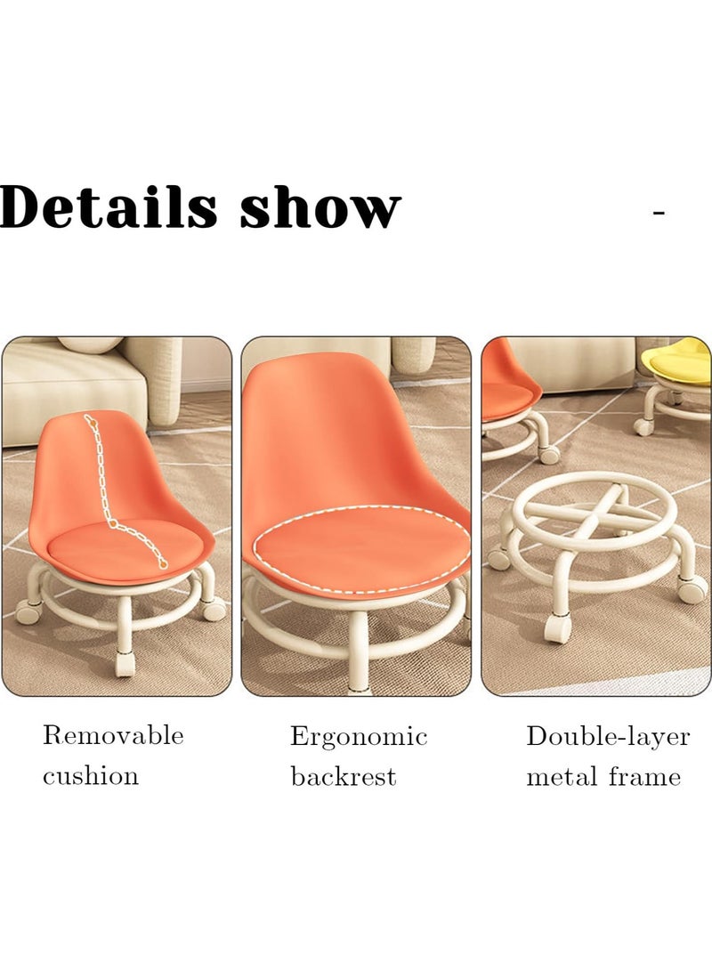 TOMSHOO Kids Chairs, Child Back Chair, Toddler Stools & Low Stools, Kids Round Comfort Slide Chair with Wheels and back support (orange) - Image 4
