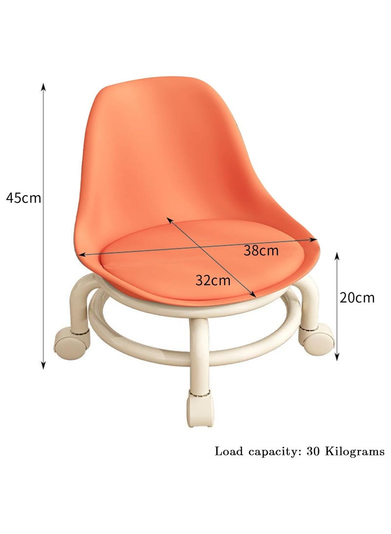 TOMSHOO Kids Chairs, Child Back Chair, Toddler Stools & Low Stools, Kids Round Comfort Slide Chair with Wheels and back support (orange) - Image 2
