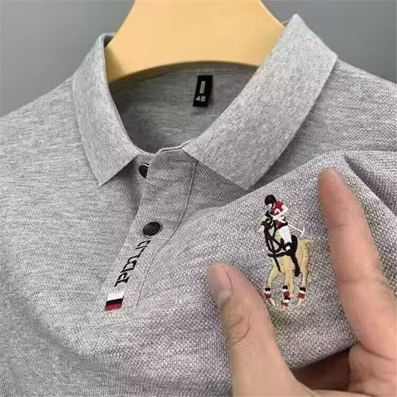 2024 Summer Mens Polo Shirt Short Sleeves Breathable Ice Silk Top Slim Fit Lapel Trendy Casual Wear From China Ystc03 green  - Image 2