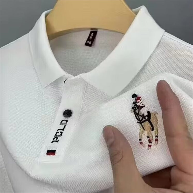 2024 Summer Mens Polo Shirt Short Sleeves Breathable Ice Silk Top Slim Fit Lapel Trendy Casual Wear From China Ystc03 green  - Image 3