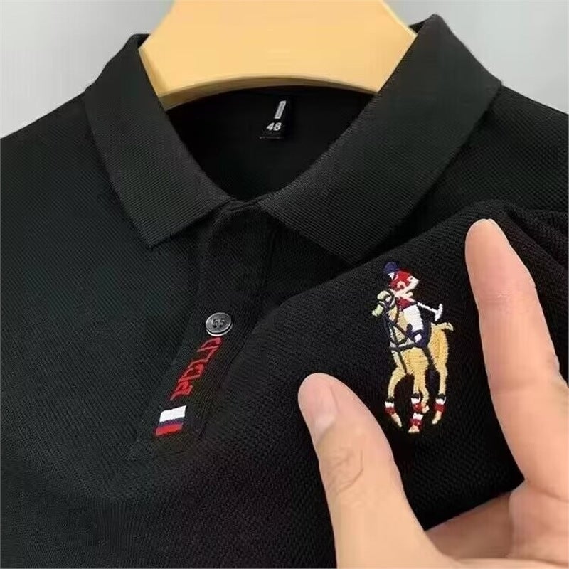 2024 Summer Mens Polo Shirt Short Sleeves Breathable Ice Silk Top Slim Fit Lapel Trendy Casual Wear From China Ystc03 green  - Image 4