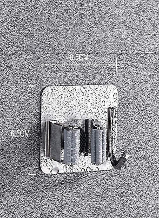MEZON Metal Stainless Steel Heavy Duty Wall Mounted Organizers and Storage Utility Rack for Broom and Mop Holder Bathroom Kitchen Office Closet and Garden (Silver, 3) - Image 3