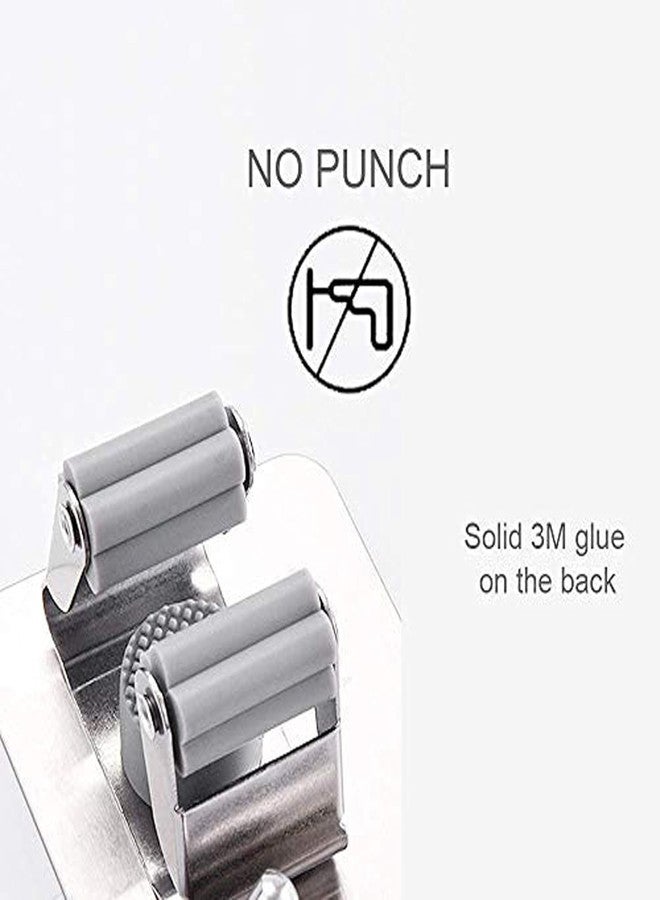 MEZON Metal Stainless Steel Heavy Duty Wall Mounted Organizers and Storage Utility Rack for Broom and Mop Holder Bathroom Kitchen Office Closet and Garden (Silver, 3) - Image 5