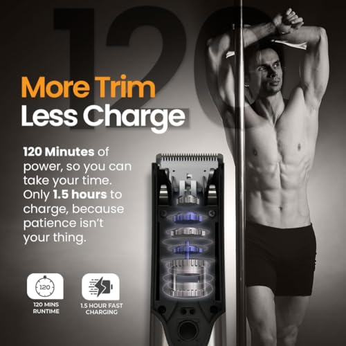 Airluxe Full Body Trimmer for Men | 2 Ceramic Blades for Face & Body | No Nicks Pubic Groin & Private Part Groomer | IPX7 Waterproof | 120 Min Runtime | Manscaping Kit - Image 4