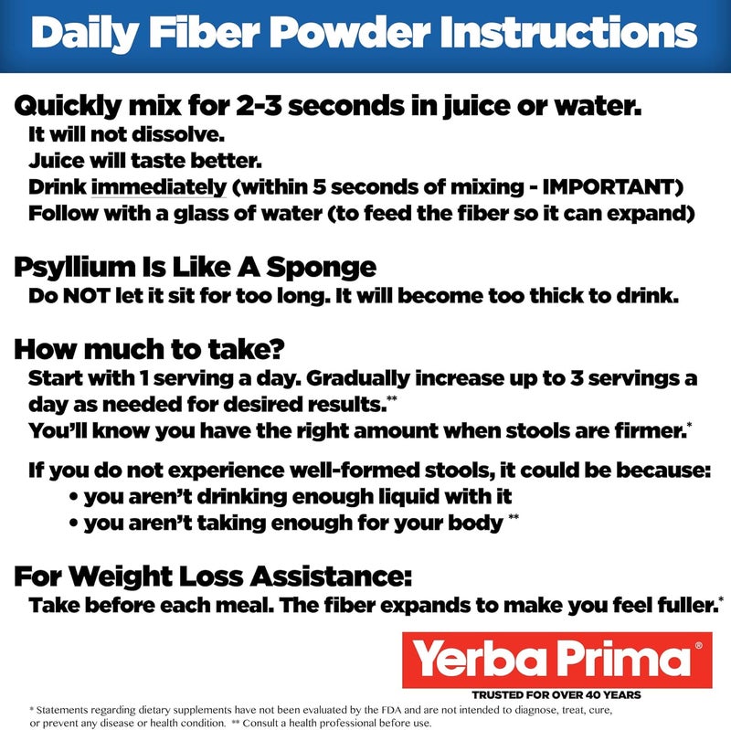 Yerba Prima Daily Fiber Formula  20 oz Powder  Unflavored Concentrated Blend of SolubleInsoluble Psyllium Seed Husks Acacia Gum Apple Fiber for Bulk  Dietary Bulking Supplement  Regularity - Image 4