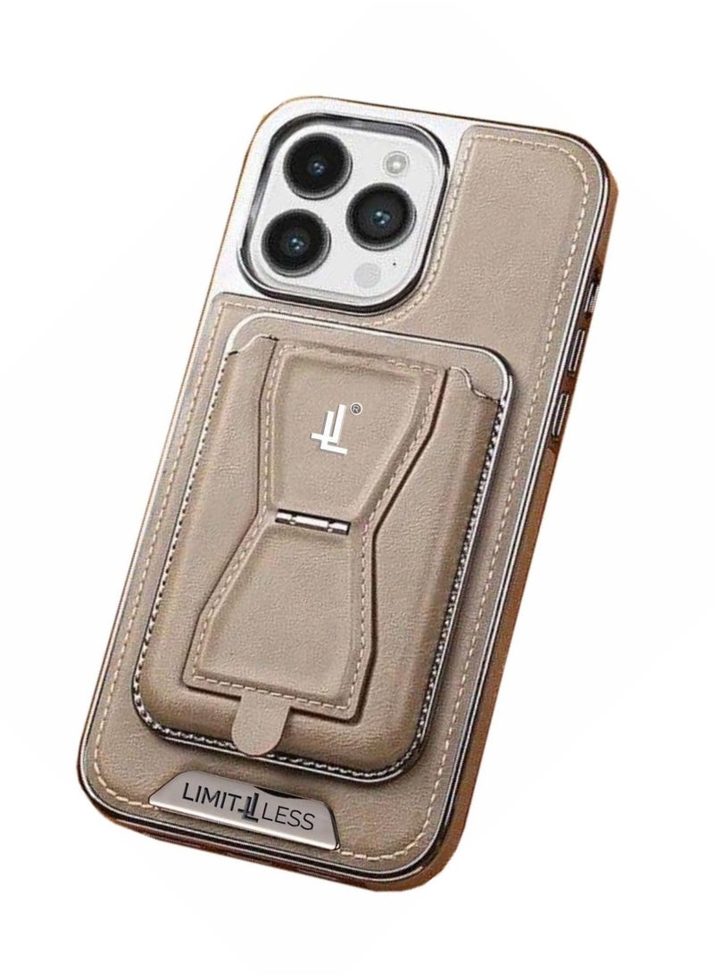 LIMITLESS Leather Case for iPhone 13 Pro Soft Touch Full-Body Protective Cover, Premium Shockproof Case with Removable Card Holder, Hassle-Free Wireless Charging Compatible (Khaki)  - Image 1