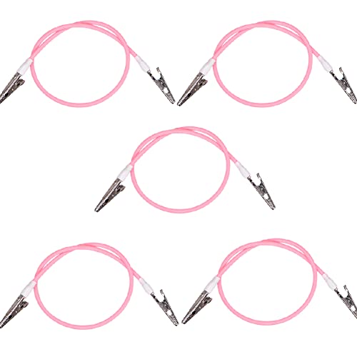 Angzhili 5 Pcs Dental Bib Clips,Silicone Napkin Clip Bib Holders with Colorful Silicone Lanyard and Stainless Steel Clip(Pink) - Image 1