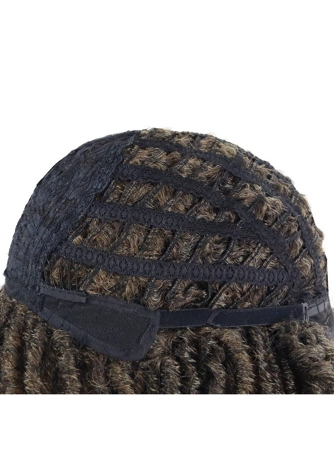 GNIMEGIL Nimegil Short Dreadlocks Wig For Black Man Afro Bob Ombre Light Brown Crochet Twist Hair Braided Wig Natural Synthetic Wig Breaking Street Dance Breathable Wig Cap - Image 5