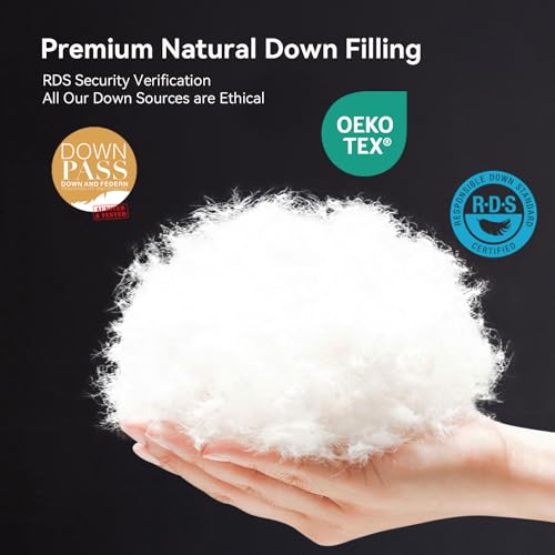 WENERSI Feather Down Comforter Full/Queen Size,Hotel Style Bedding Comforter,750+ Fill Power,1200TC,100% Organic Cotton Fabric,All Season Grey Duvet Insert with 8 Corner Tabs - Image 4