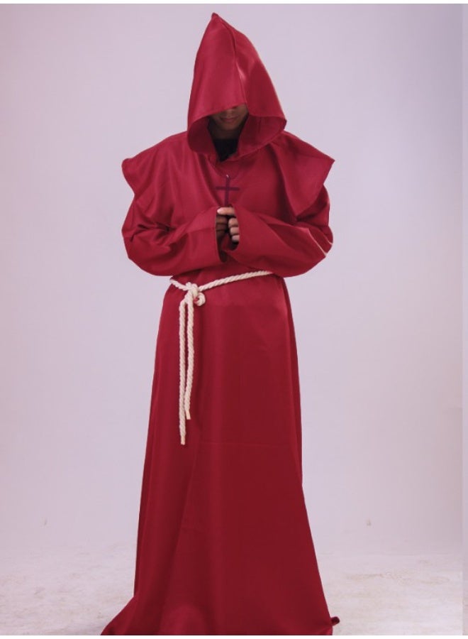 NIBEMINENT Halloween priest costume, anime cosplay, medieval retro monk costume, monk's robe, wizard costume - Image 1