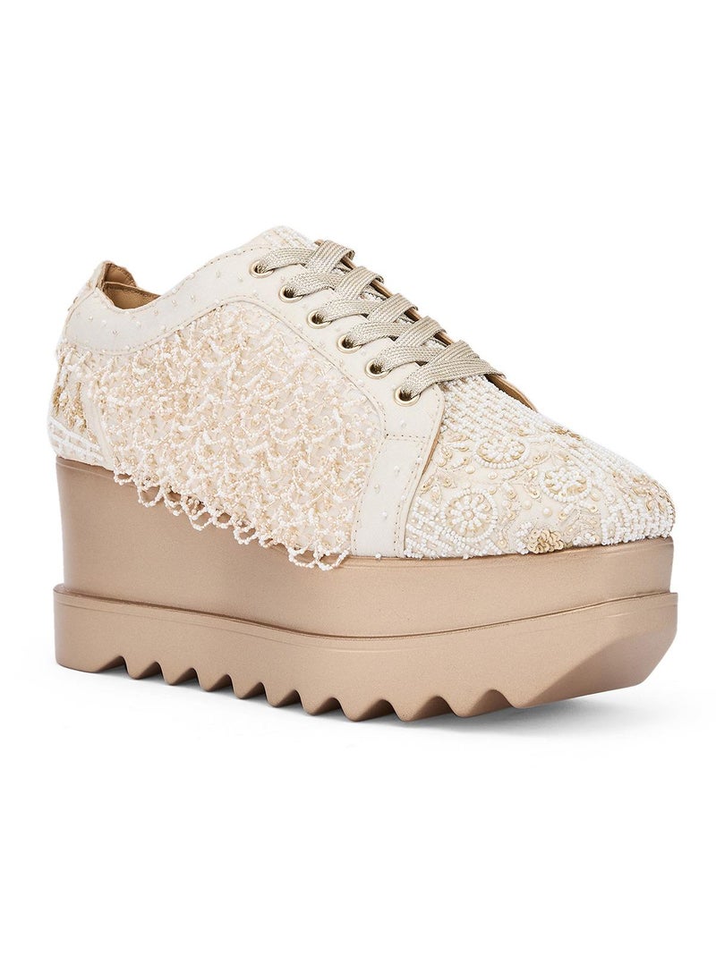 Anaar Anaar Checkmate WEDGE SNEAKERS, Womens Festive, Special Occasion and Partywear Premium Shoes  - Image 1