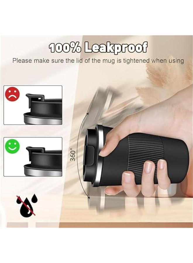 هوكور TRASSLE Coffee Travel Mug 510ML, Insulated Coffee Mug with Lid, Leakproof Coffee Thermos, Coffee Tumbler for Hot&Cold Drinks, Stainless Steel Reusable Thermal Cup for Men Women (Black) - Image 5