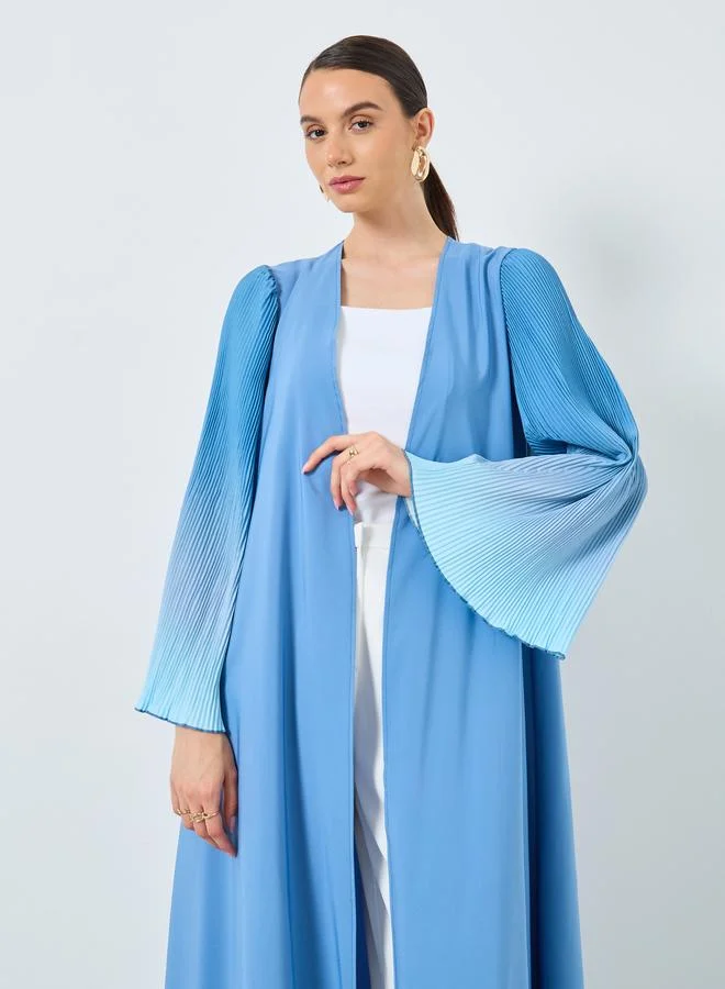 تايك تو Take Two Dye Print Bell Sleeve Open Front Abaya