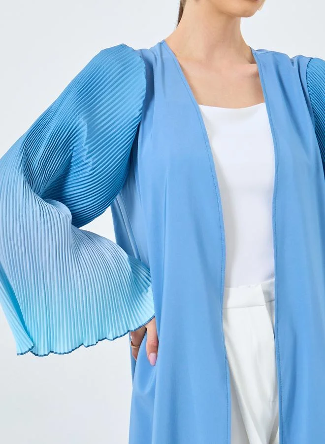 تايك تو Take Two Dye Print Bell Sleeve Open Front Abaya