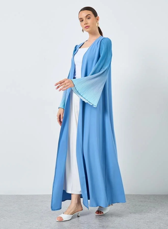 Take Two Dye Print Bell Sleeve Open Front Abaya