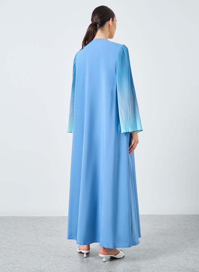 Take Two Dye Print Bell Sleeve Open Front Abaya - Image 5