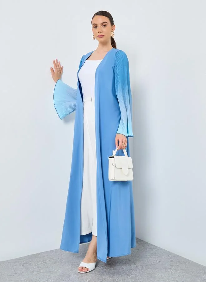 Take Two Dye Print Bell Sleeve Open Front Abaya