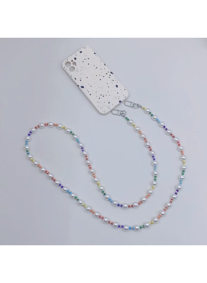 NIBEMINENT Super Cute Beaded Phone Charm – Trendy Phone Chain Wrist Strap, Shining Beads Chain Lanyard for Cell Phone 