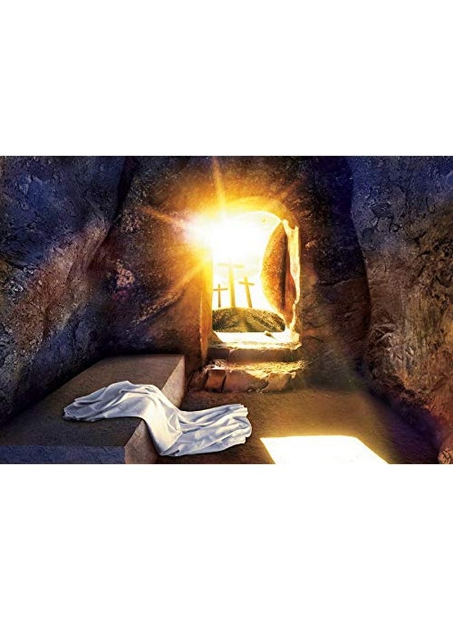 Leowefowa Durable Soft Fabric Resurrection Of Jesus Easter Backdrop 10X8Ft Sunrise Remote Holy Cross Empty Jesus Tomb Background For Photography Easter Day Church Event Activities Photo Studio Props  - Image 4