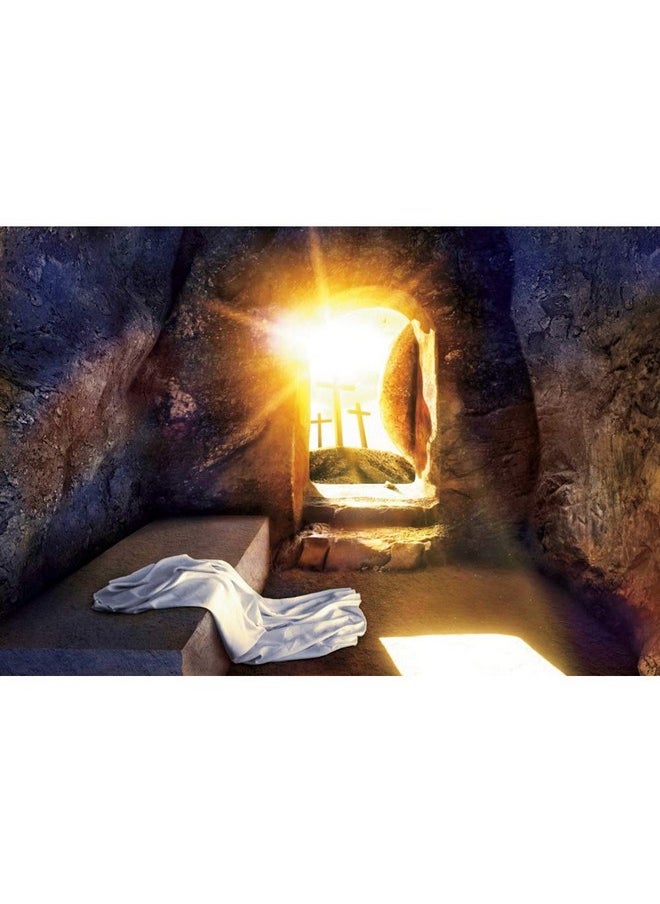Leowefowa Durable Soft Fabric Resurrection Of Jesus Easter Backdrop 10X8Ft Sunrise Remote Holy Cross Empty Jesus Tomb Background For Photography Easter Day Church Event Activities Photo Studio Props  - Image 3